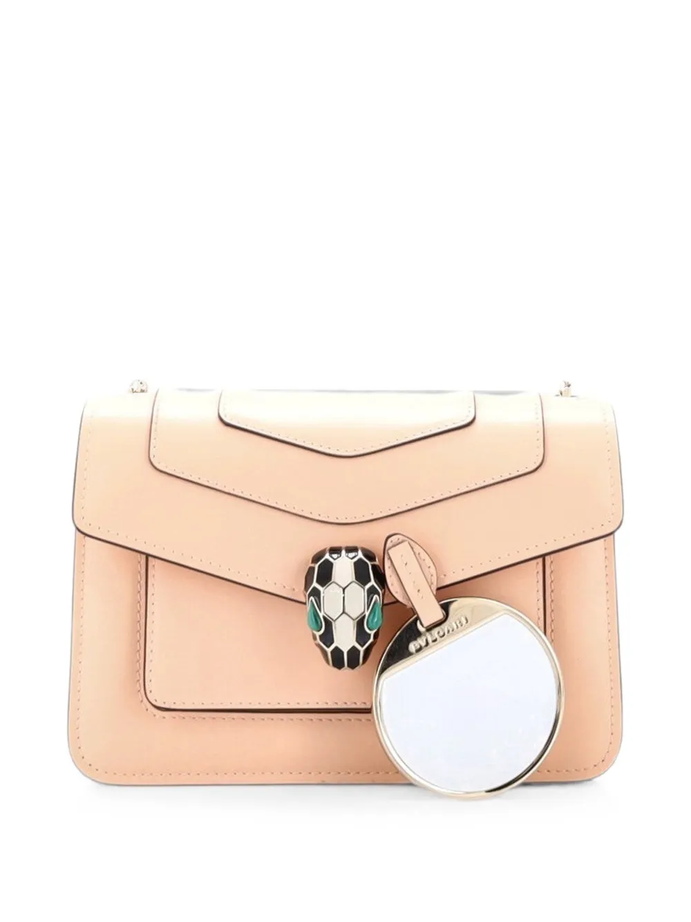 Pre-owned Bvlgari Serpenti Forever Leather Mini Shoulder Bag In Neutrals