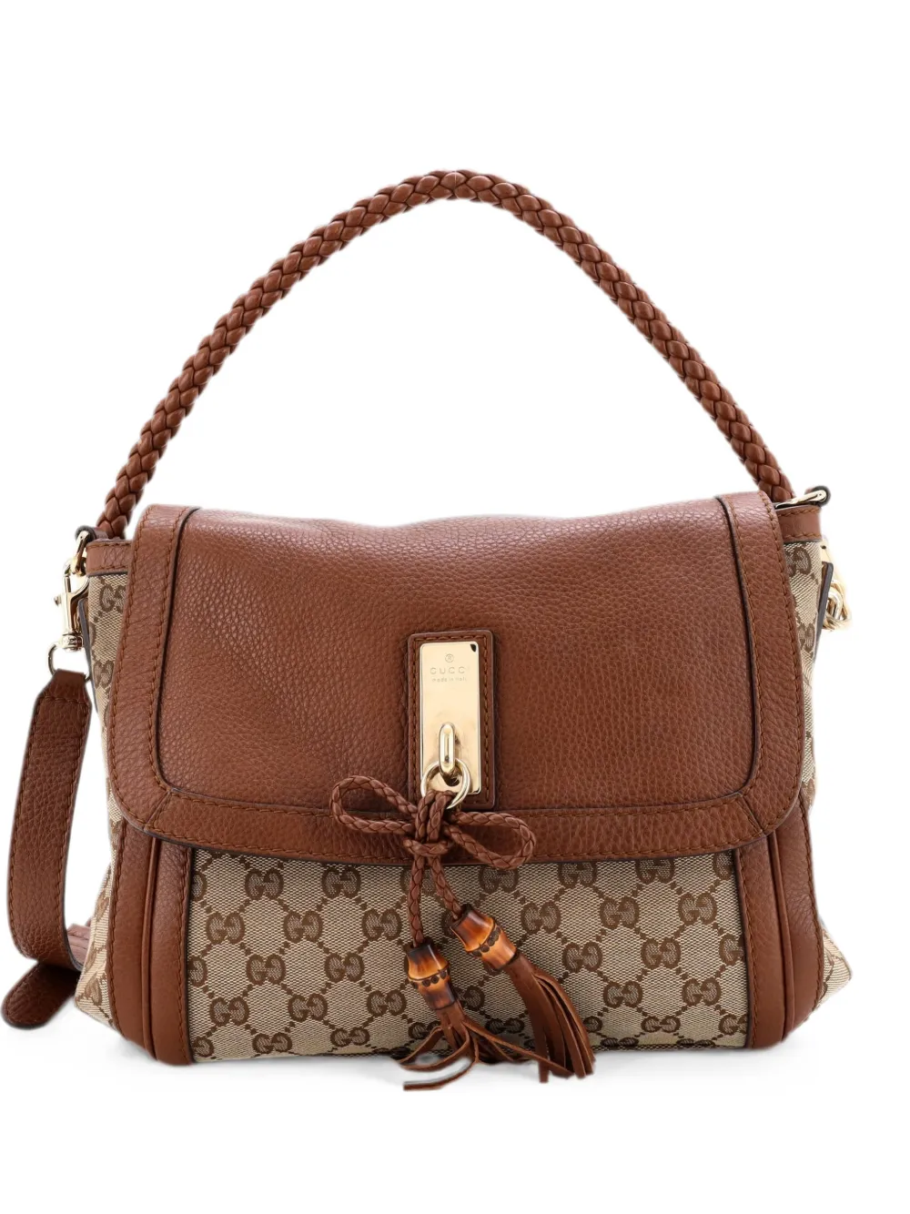 Gucci Pre-Owned Mittelgroße Bella Schultertasche aus GG-Canvas mit Klappe - Braun