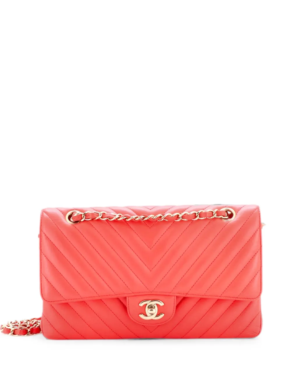 CHANEL Pre-Owned Classic Double Flap Bag Chevron Lambskin Medium shoulder bag - Pink