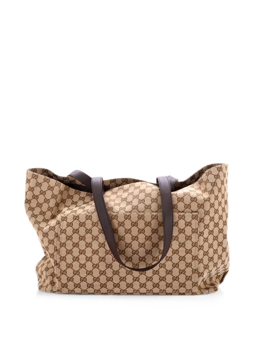 Gucci Pre-Owned Großer Tote Bag aus GG-Canvas mit Vordertasche - Braun