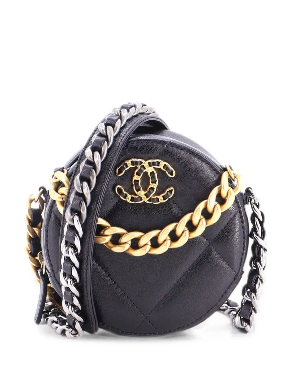 CHANEL Pre-Owned 19 Round with Chain Quilted Leather clutch bag - Black