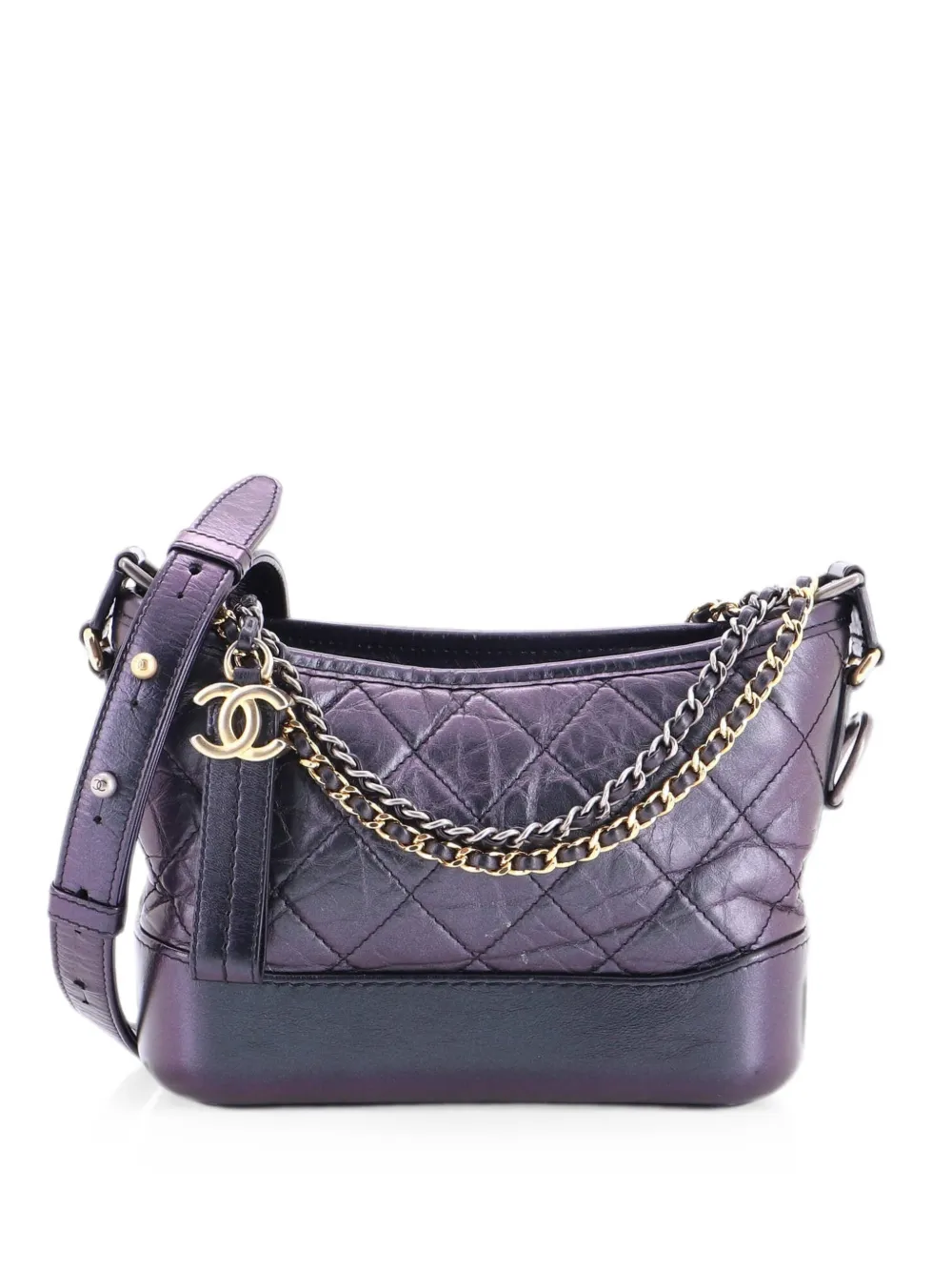 CHANEL Pre-Owned Gabrielle Quilted Aged Calfskin Small hobo bag - Black