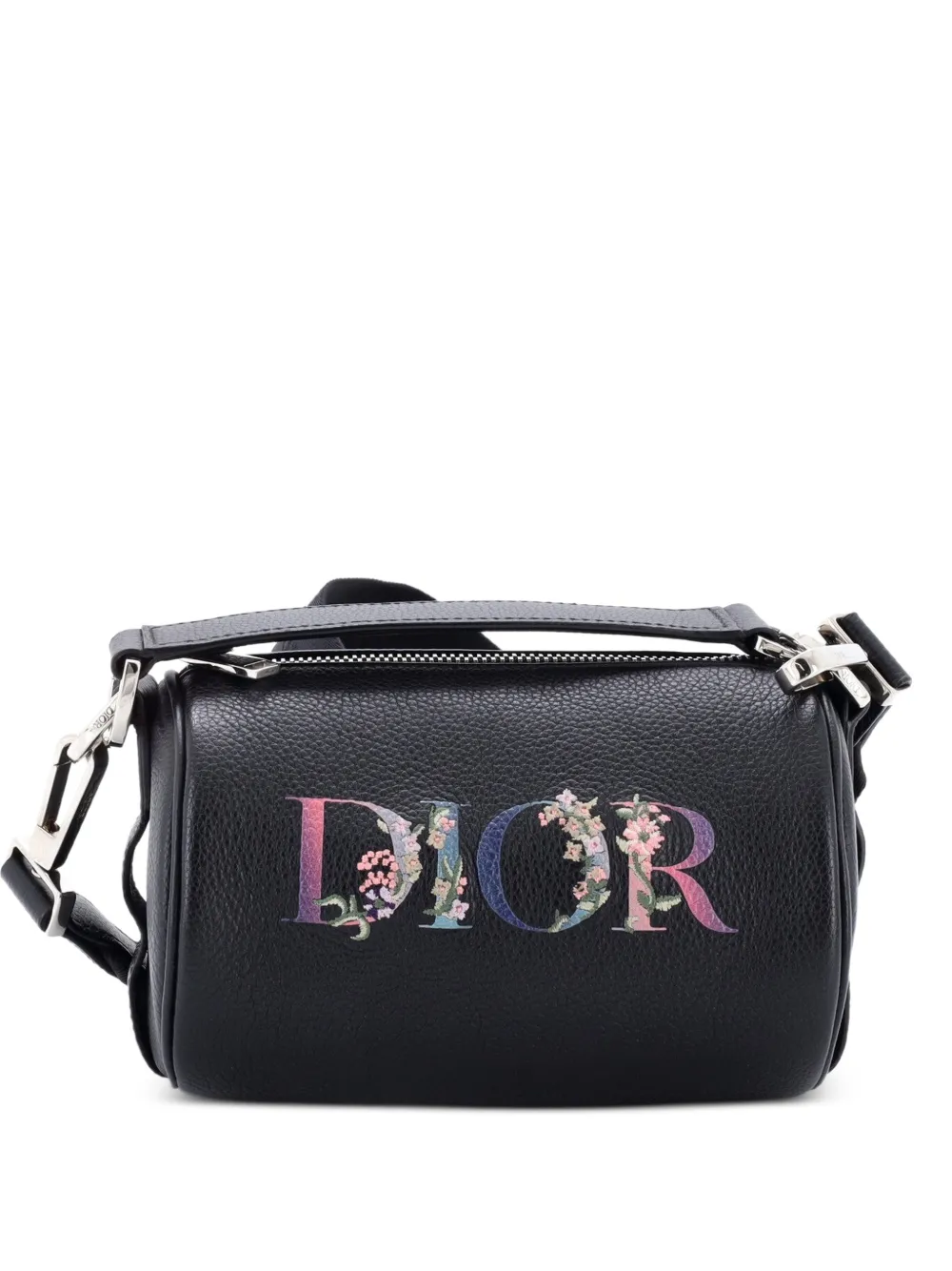 Christian Dior Pre-Owned Logo Roller Messenger Bag Embroidered Leather crossbody bag - Black