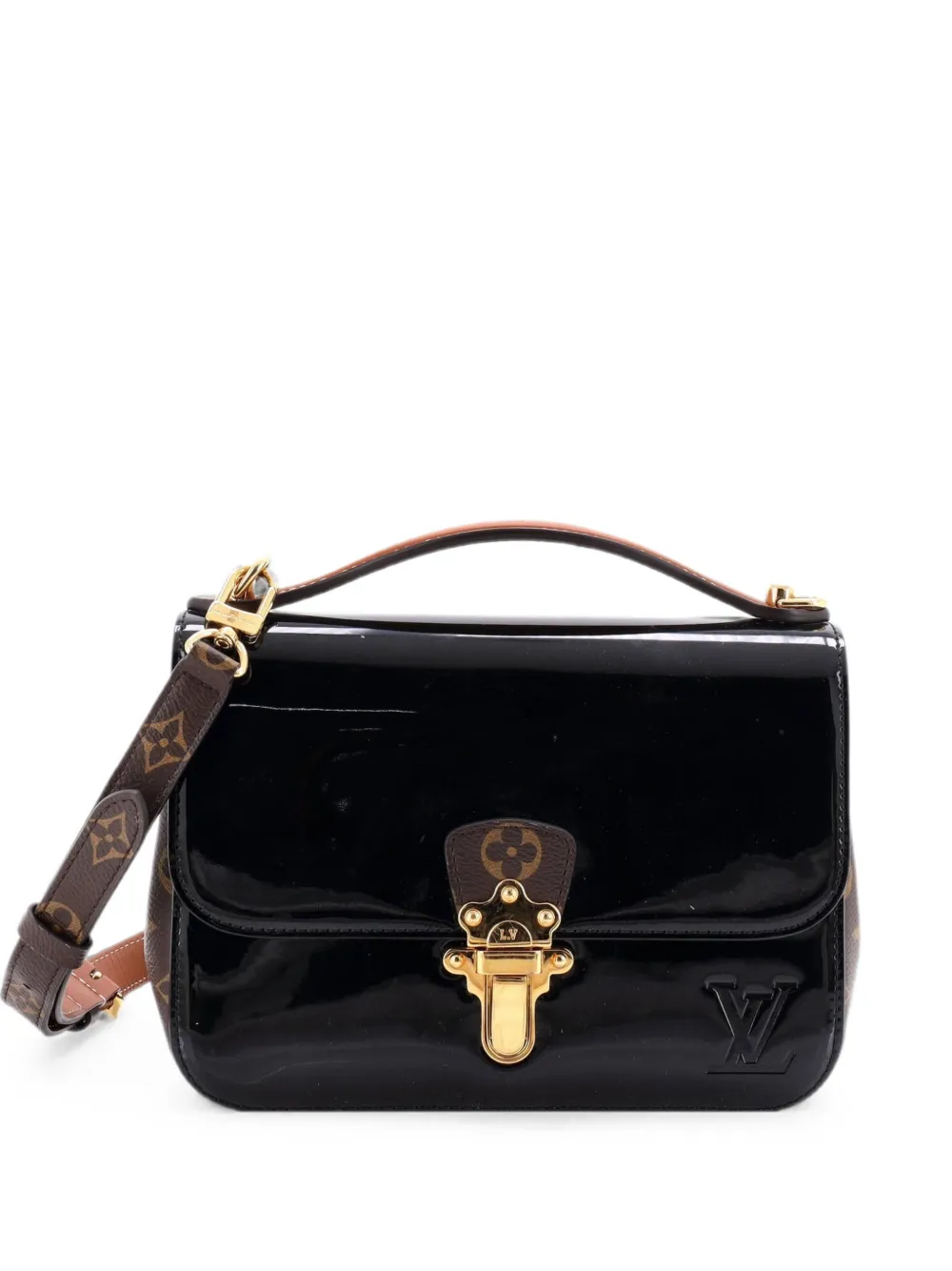 Louis Vuitton Pre-Owned Cherrywood Handbag Vernis with Monogram Canvas BB shoulder bag - Black