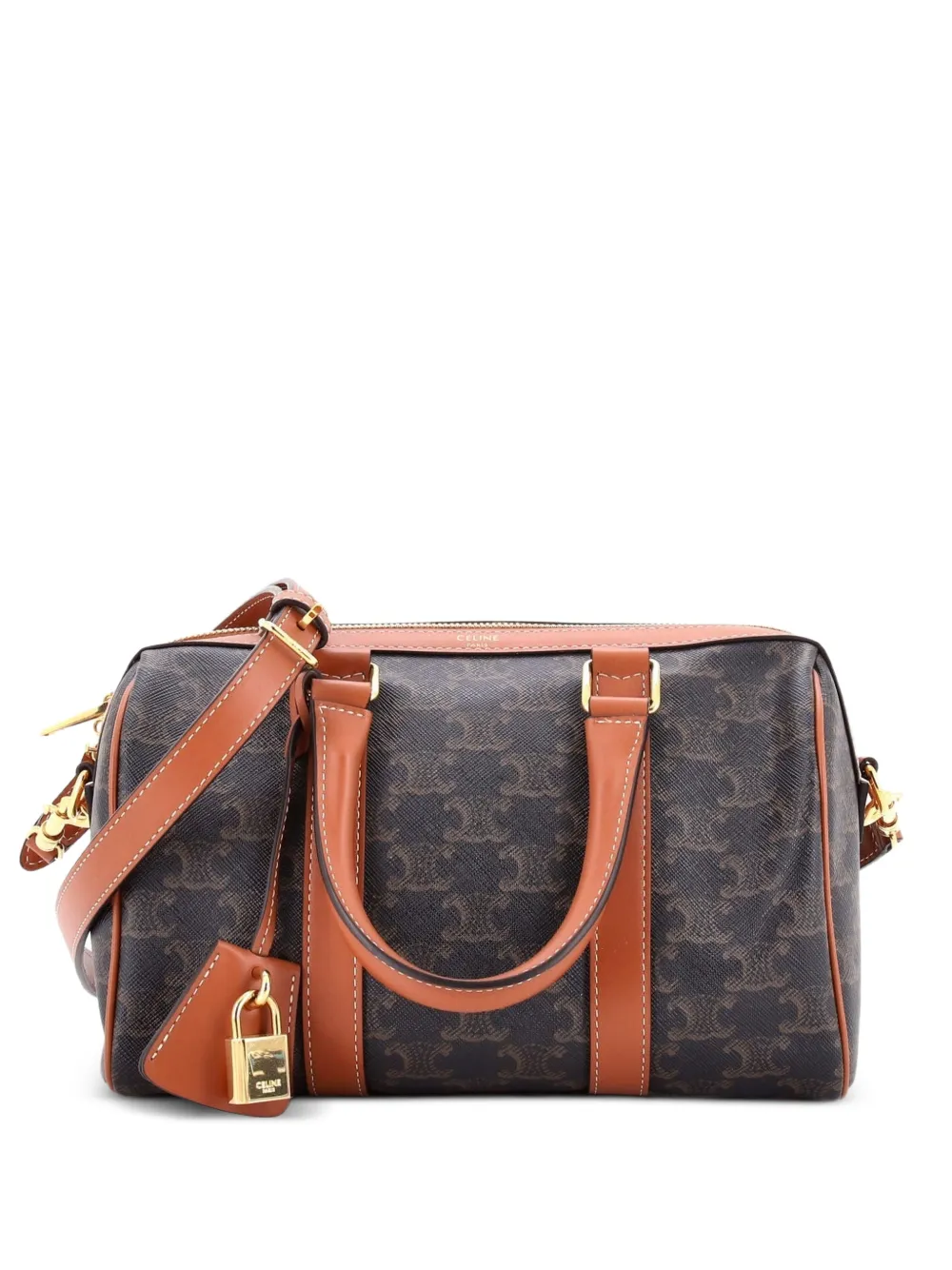 Celine Pre-Owned Boston Bag Triomphe Coated Canvas Medium shoulder bag - Brown