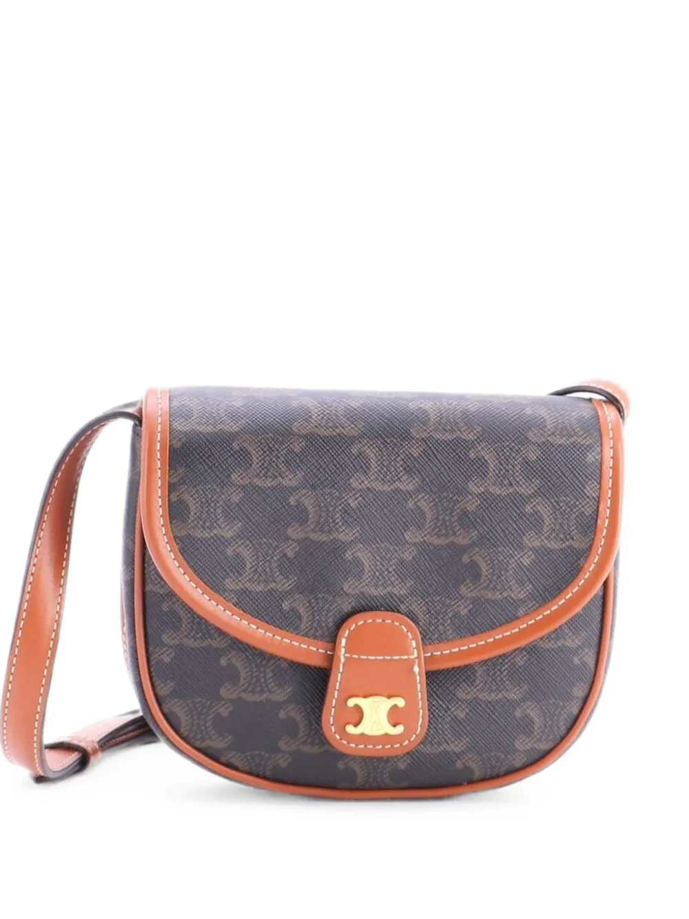 Celine Pre-Owned Besace Flap Bag Triomphe Coated Canvas Mini crossbody bag - Brown