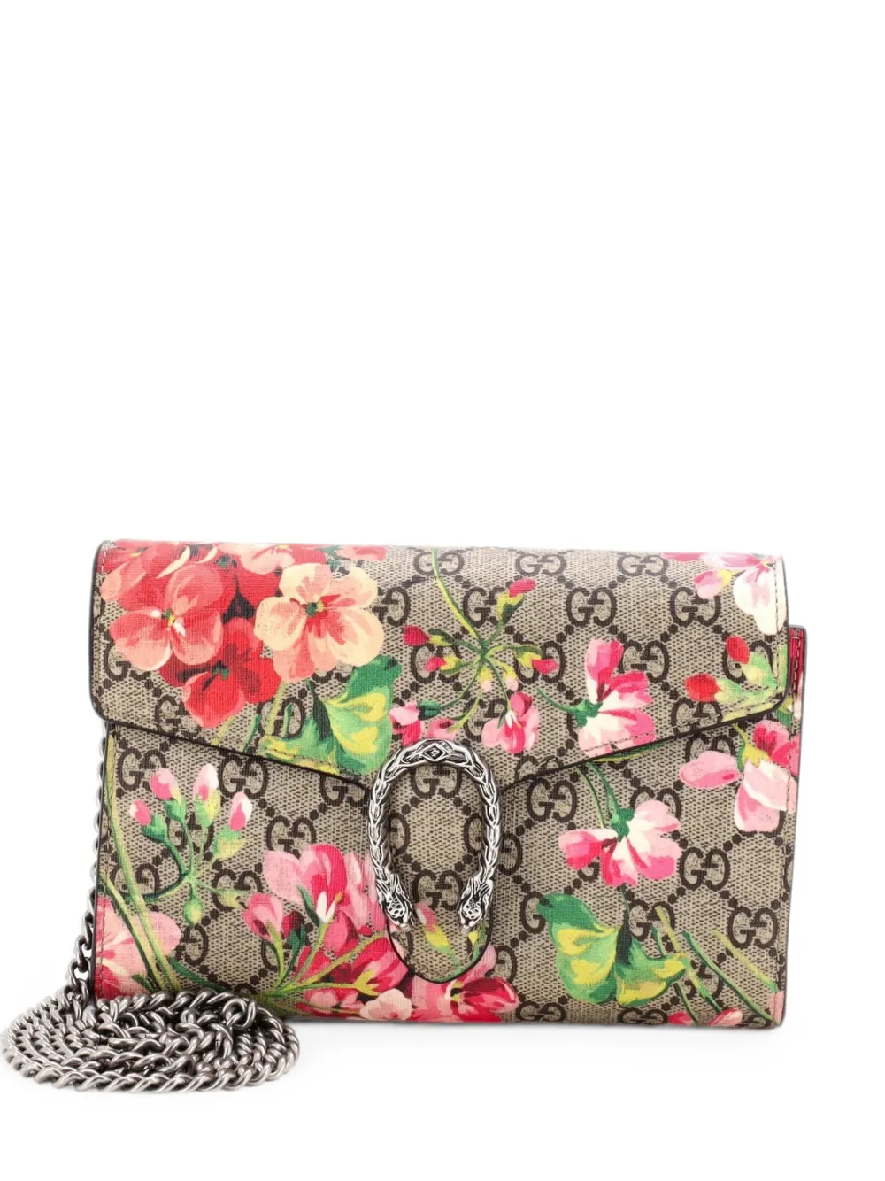 Gucci Pre-Owned Borsa a tracolla Dionysus piccola in tela cerata GG con stampa a fiori e catena - Marrone