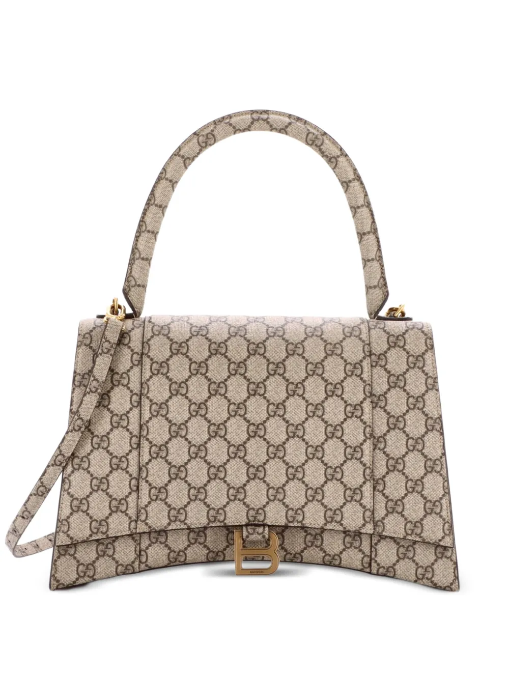 Gucci Pre-Owned x Balenciaga The Hacker Project Hourglass Top Handle Bag GG Coated Canvas Medium shoulder bag - Brown