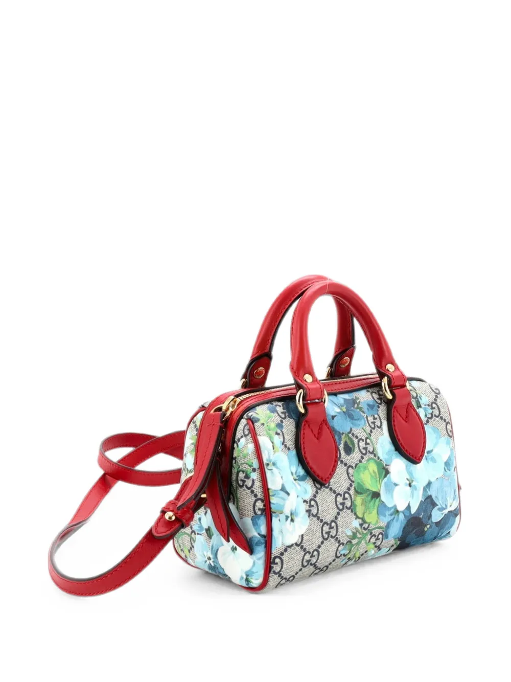 Gucci Pre-Owned Wendbare Boston Bag Nano Schultertasche aus GG-beschichtetem Canvas mit Blooms-Print - Braun