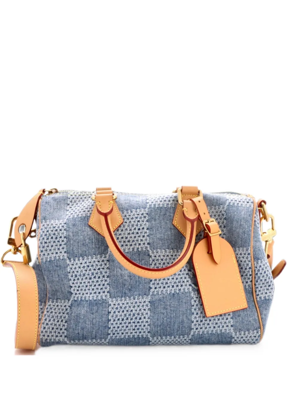 Louis Vuitton Pre-Owned Speedy Bandouliere Bag 3D Damier Giant Denim 25 satchel - Blue