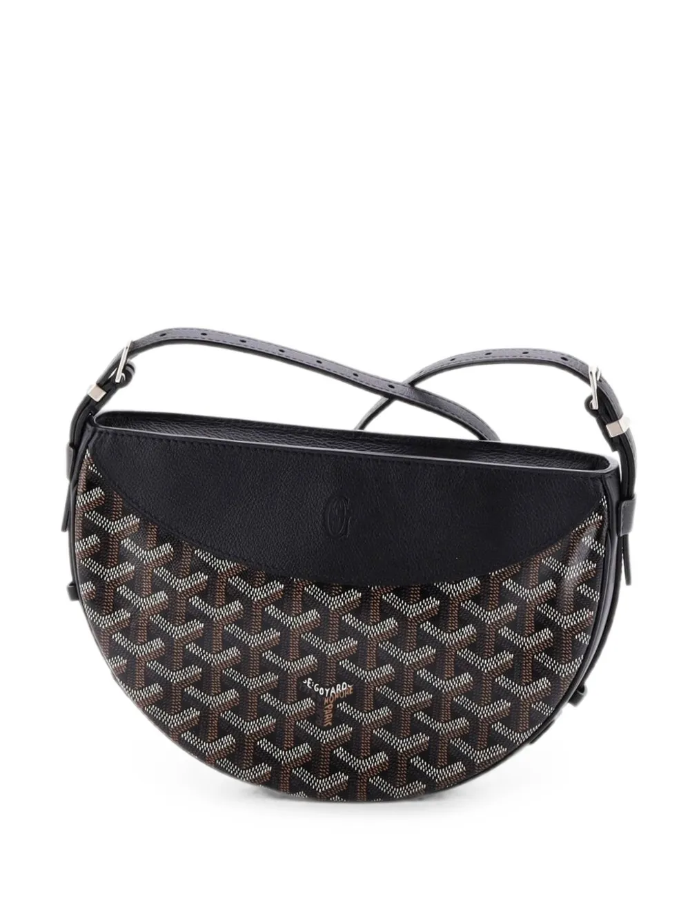 Pre-owned Goyard Hirondelle Coated Canvas And Leather Shoulder Bag In Black