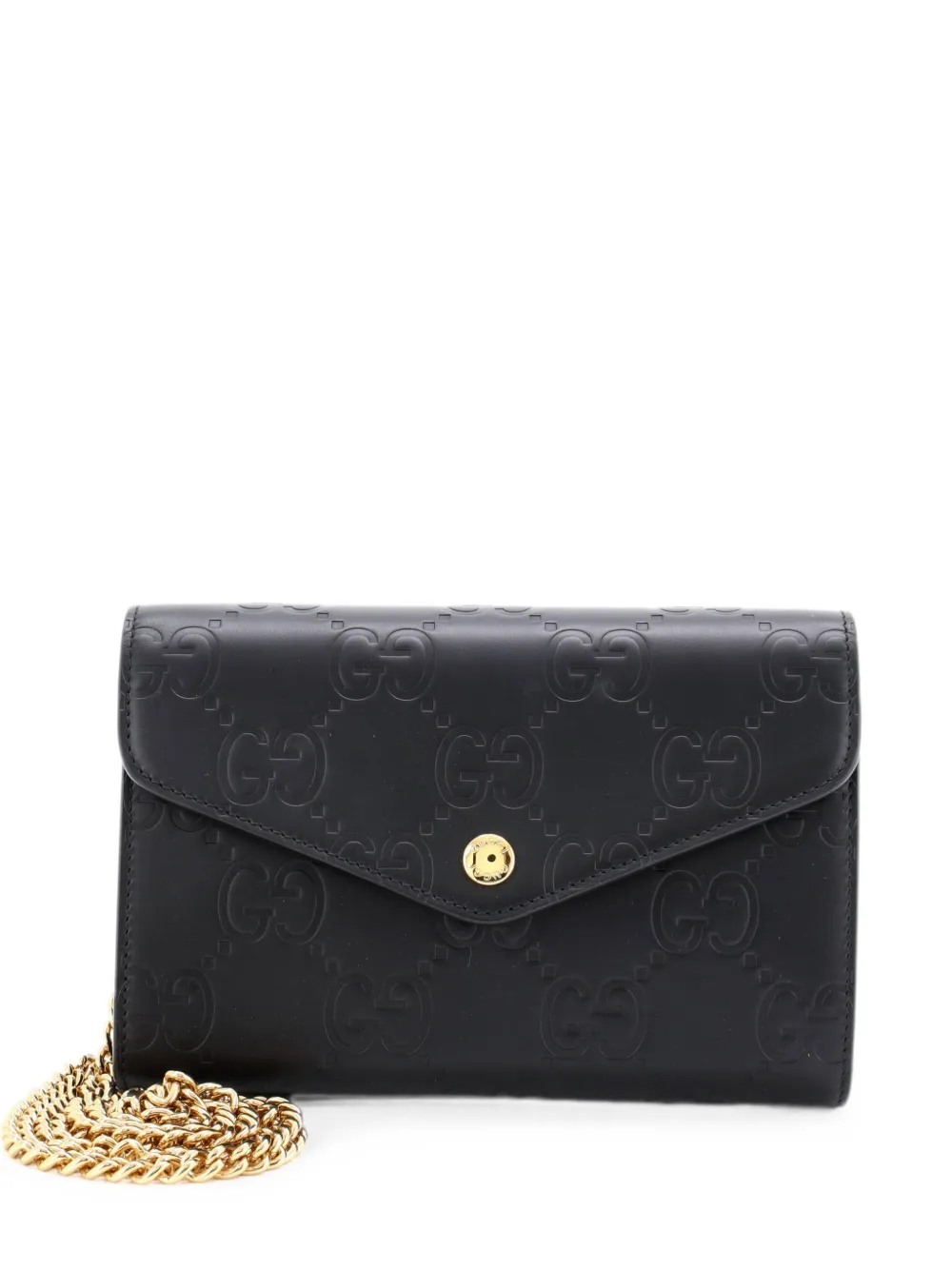 Gucci Pre-Owned Borsa a spalla in pelle Guccissima con catena - Nero