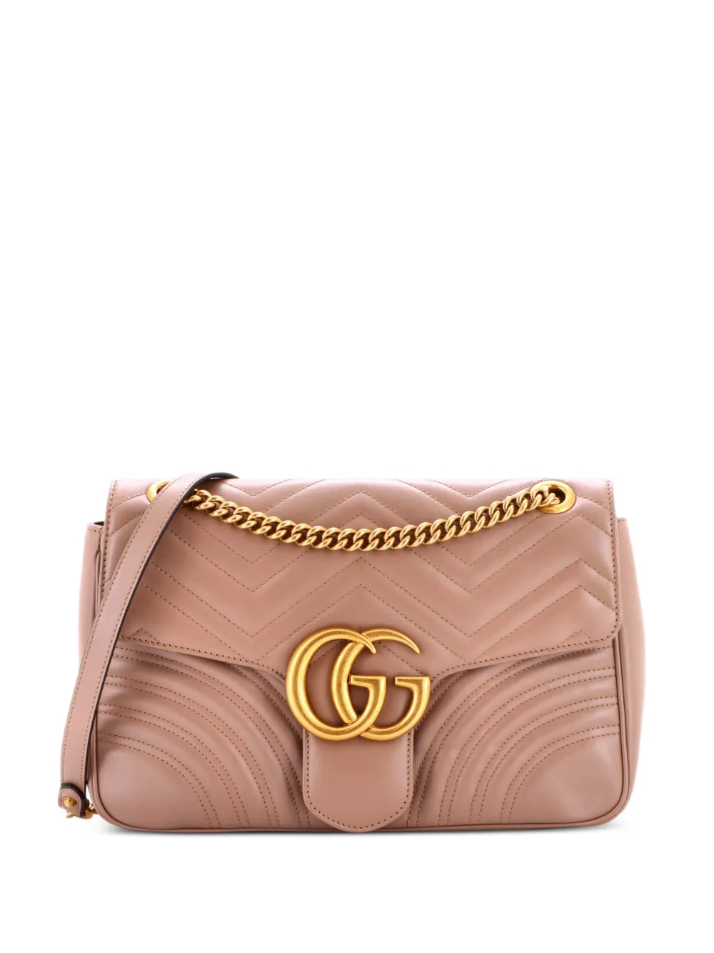 Gucci Pre-Owned Borsa a spalla GG Marmont media in pelle matelassé con battente - Toni neutri