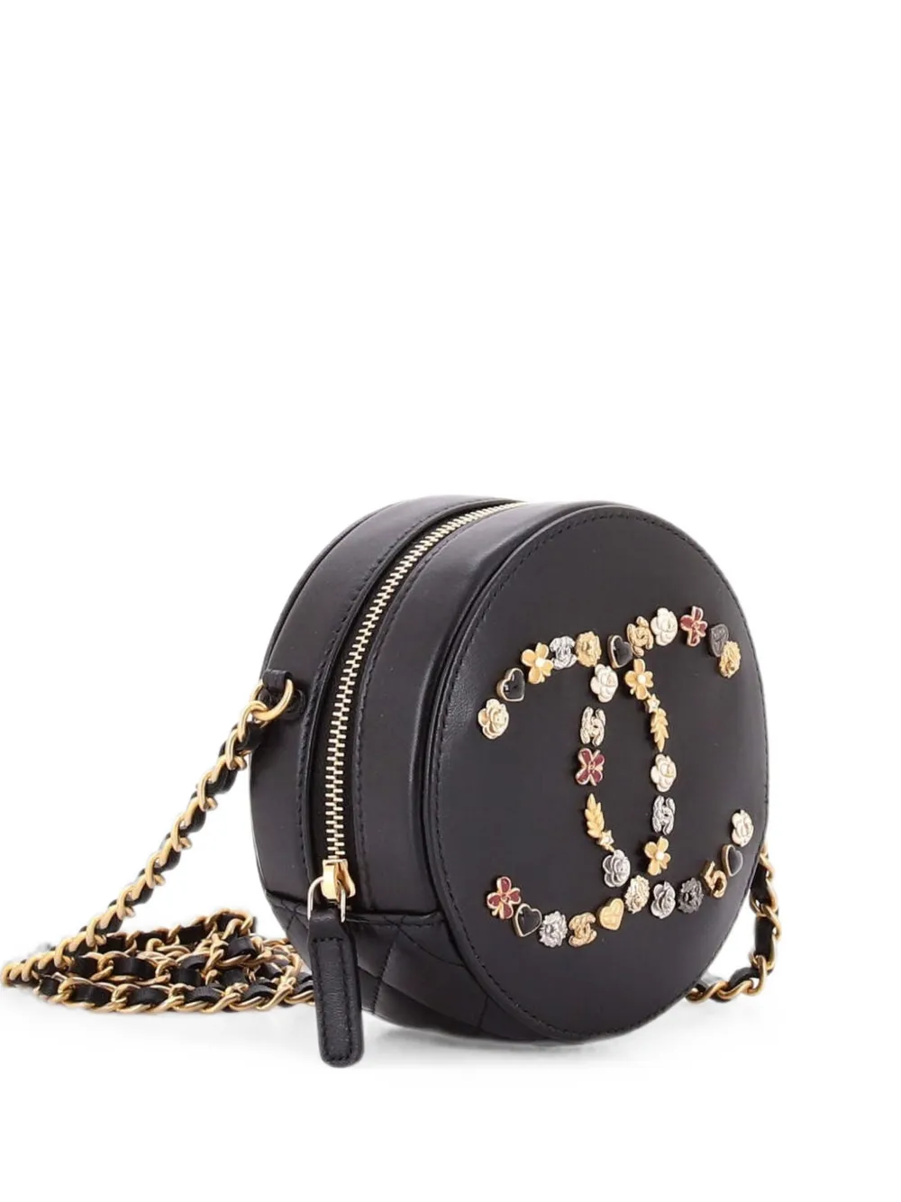 CHANEL Pre-Owned Lucky Charms Round With Chain Embellished Lambskin clutch bag - Black