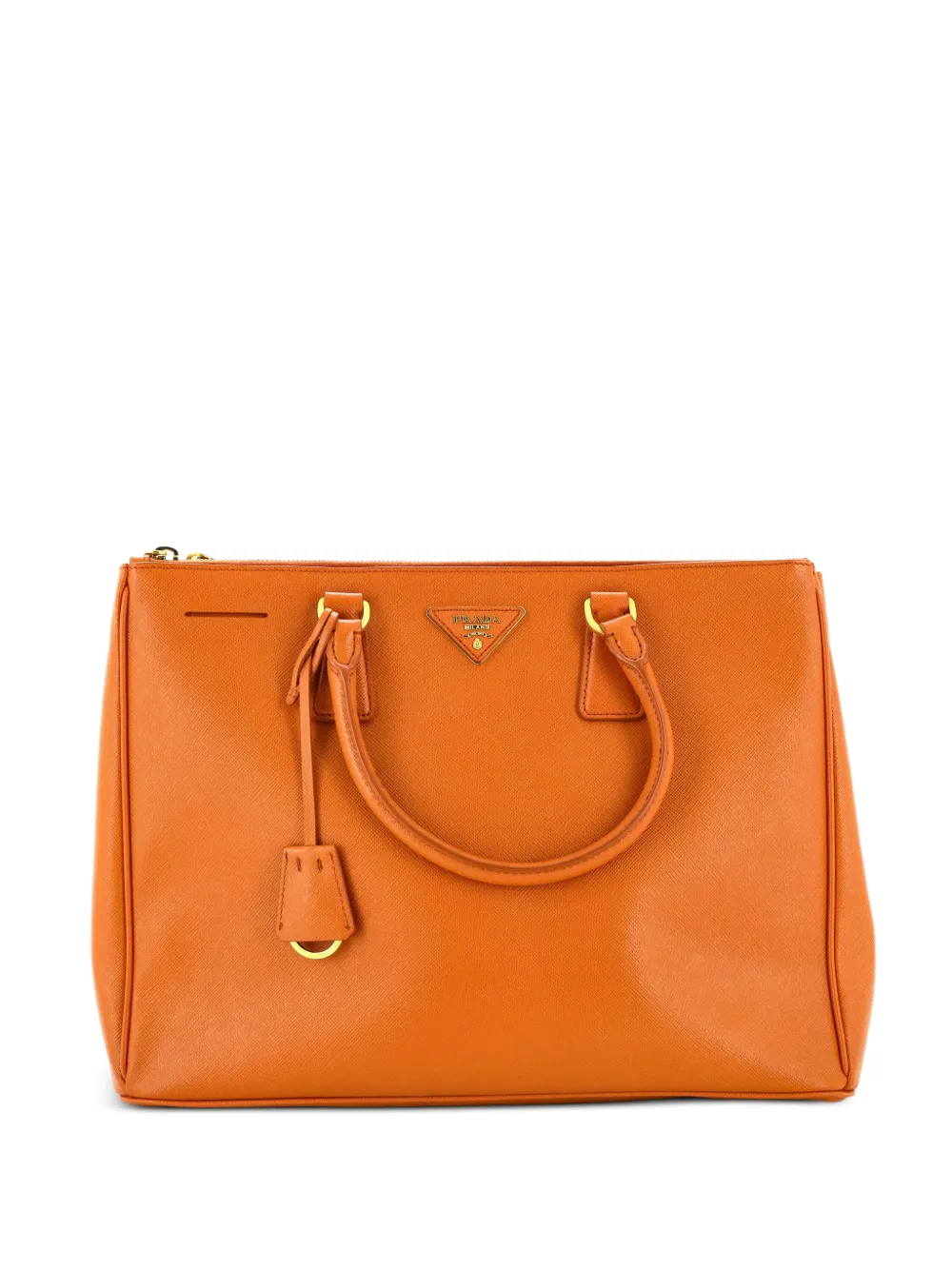 Prada Pre-Owned Große Lux Tote Bag aus Saffiano-Leder mit Zwei-Wege-Reißverschluss - Orange