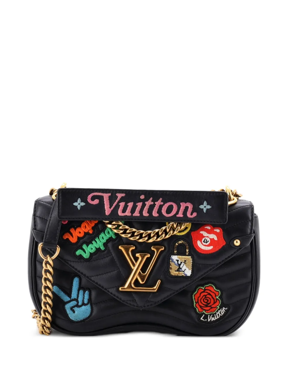 Louis Vuitton Pre-Owned New Wave Chain Bag Limited Edition Patches Quilted Leather MM shoulder bag - Black