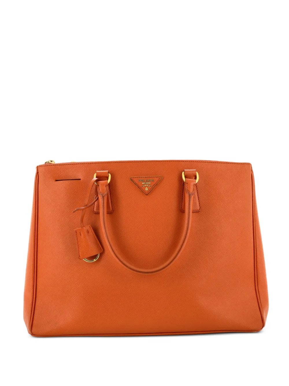 Prada Pre-Owned Große Lux Tote Bag aus Saffiano-Leder mit Zwei-Wege-Reißverschluss - Orange