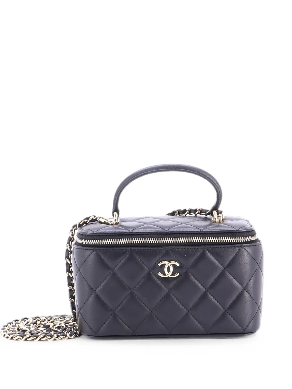 CHANEL Pre-Owned Classic Top Handle Vanity Case with Chain Quilted Lambskin Small crossbody bag - Black