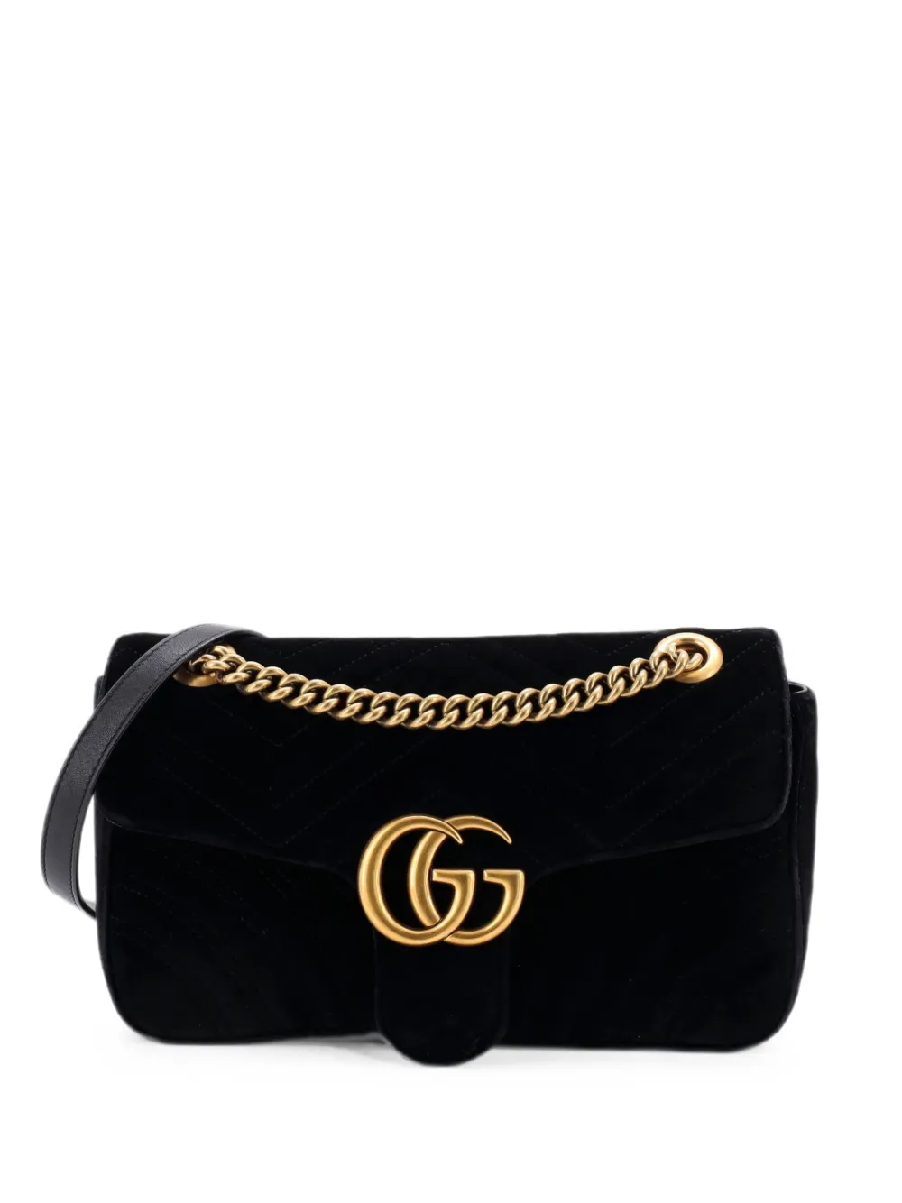 Gucci Pre-Owned GG Marmont Flap Bag Matelasse Velvet Small shoulder bag - Schwarz
