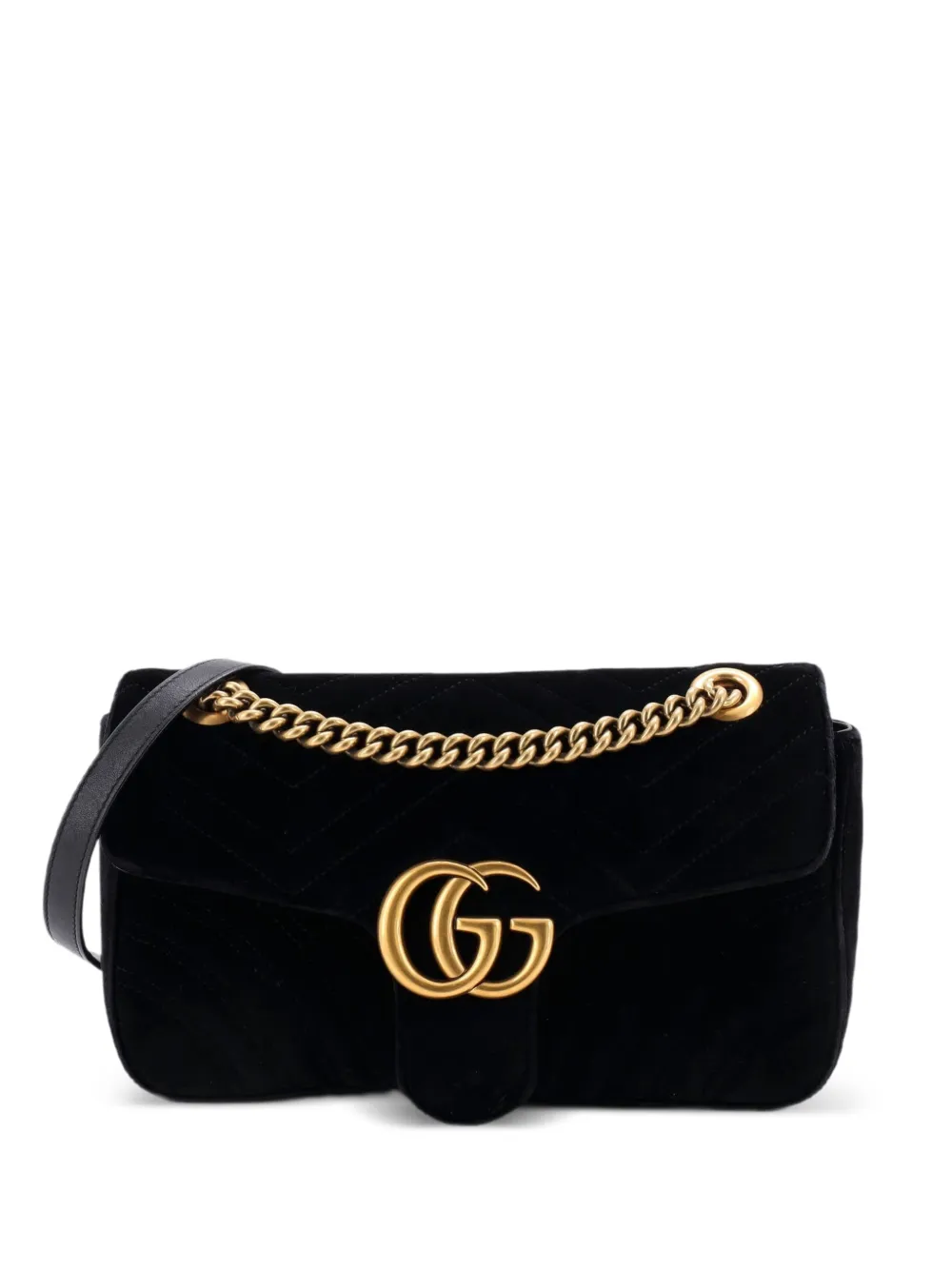 Gucci Pre-Owned GG Marmont Flap Bag Matelasse Velvet Small shoulder bag - Black