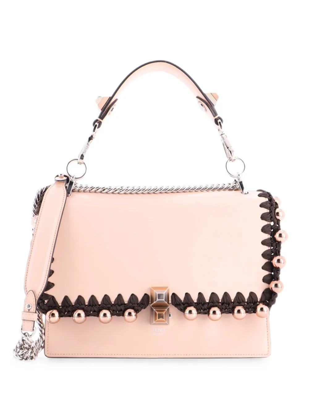 Fendi Pre-Owned Kan I Bag Beaded Whipstitch Leather Medium satchel - Brown