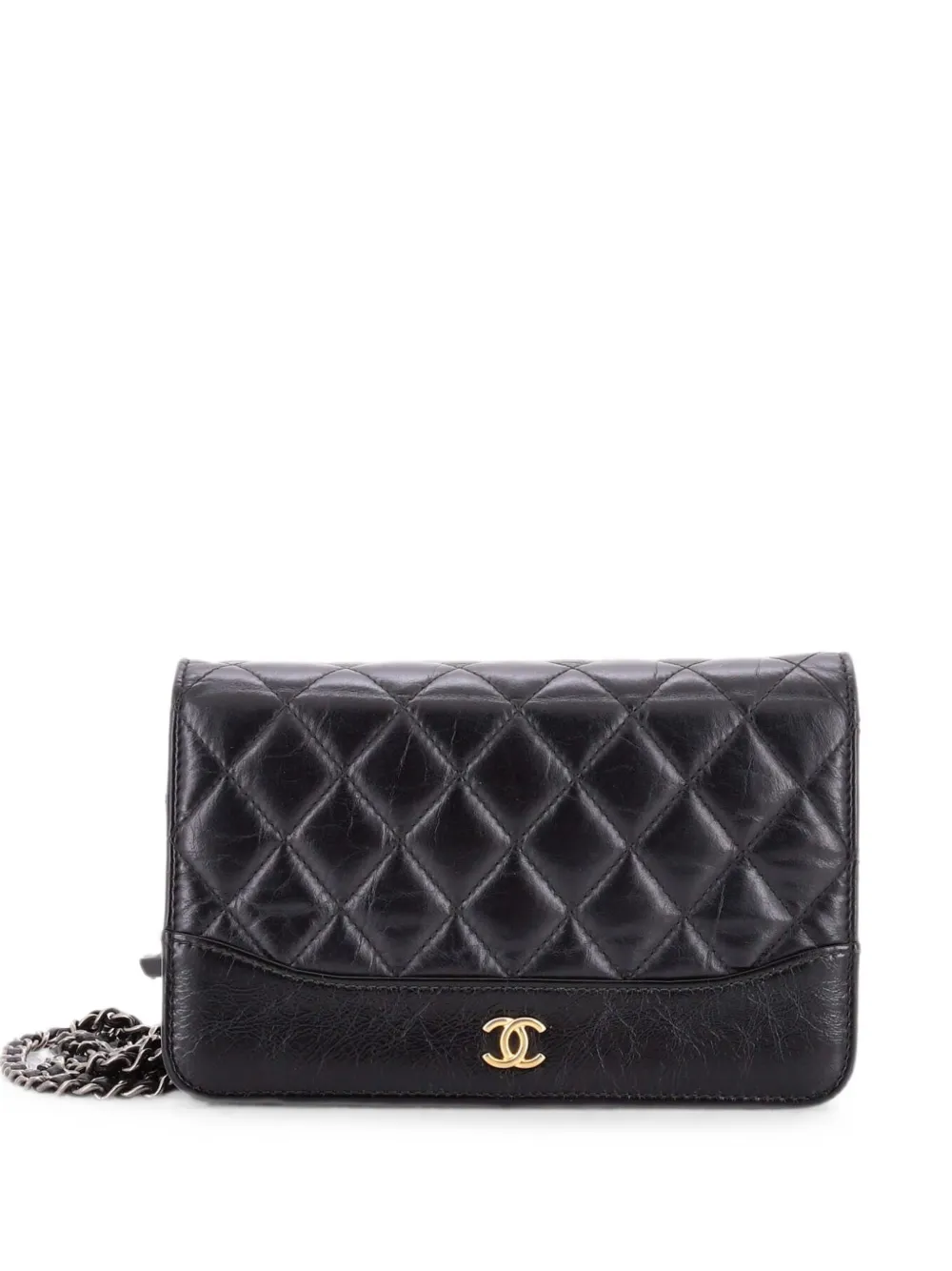 CHANEL Pre-Owned Gabrielle Wallet on Chain Quilted Aged Calfskin crossbody bag - Black