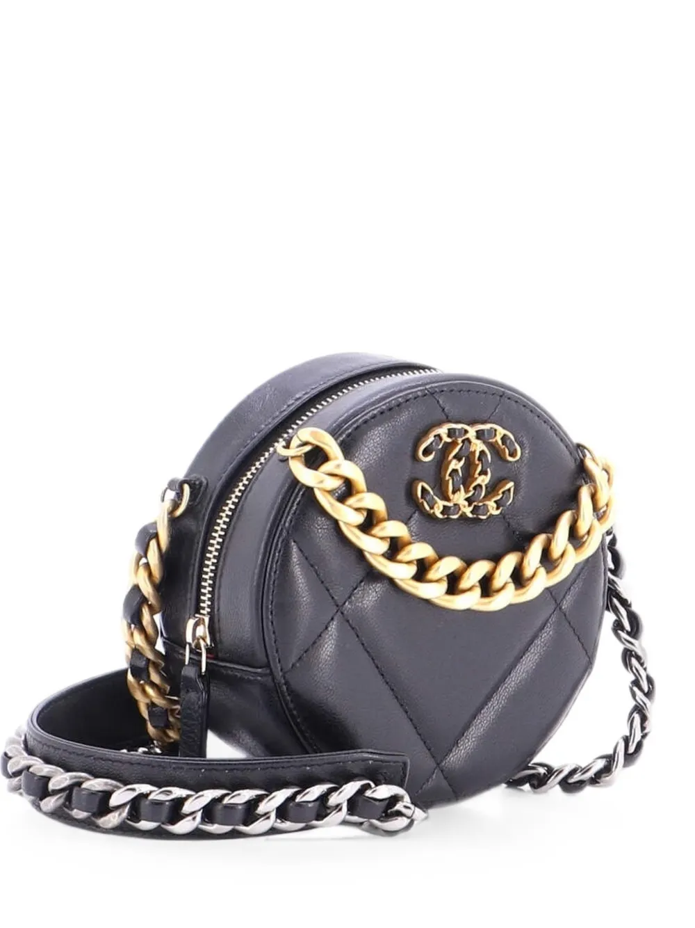 CHANEL Pre-Owned Round with Chain Clutch mit Steppung 19cm - Schwarz