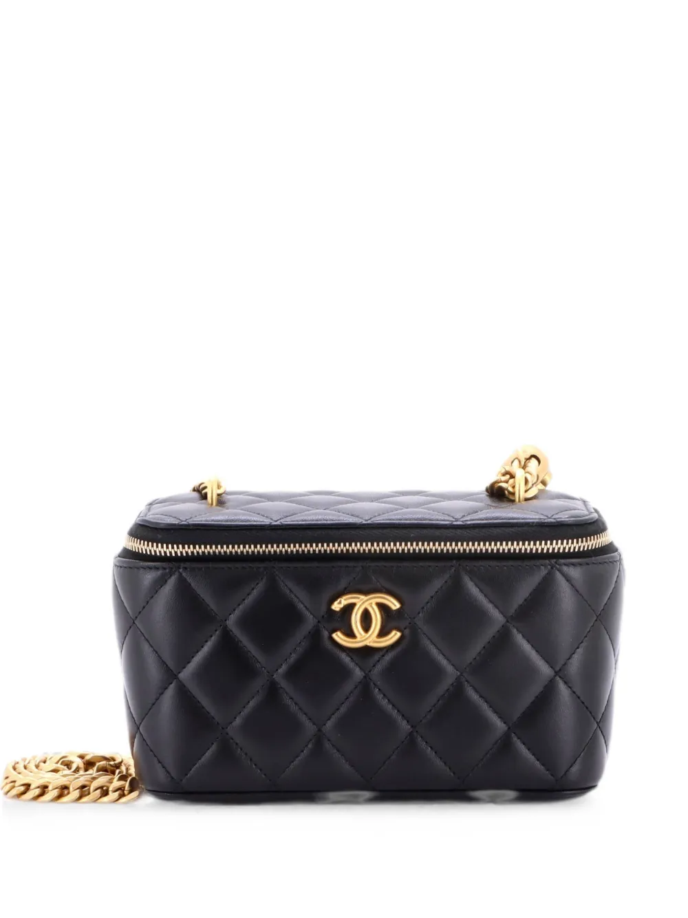 CHANEL Pre-Owned Sweet Heart Vanity Case with Chain Quilted Lambskin Small crossbody bag - Black