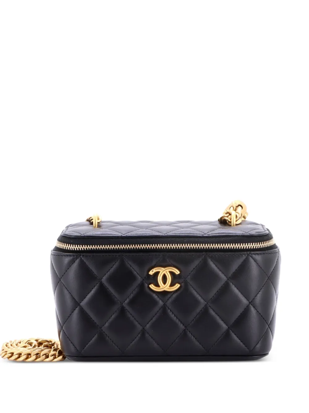 CHANEL Pre-Owned Borsa a tracolla Sweet Heart piccola in pelle di agnello trapuntata con catena - Nero