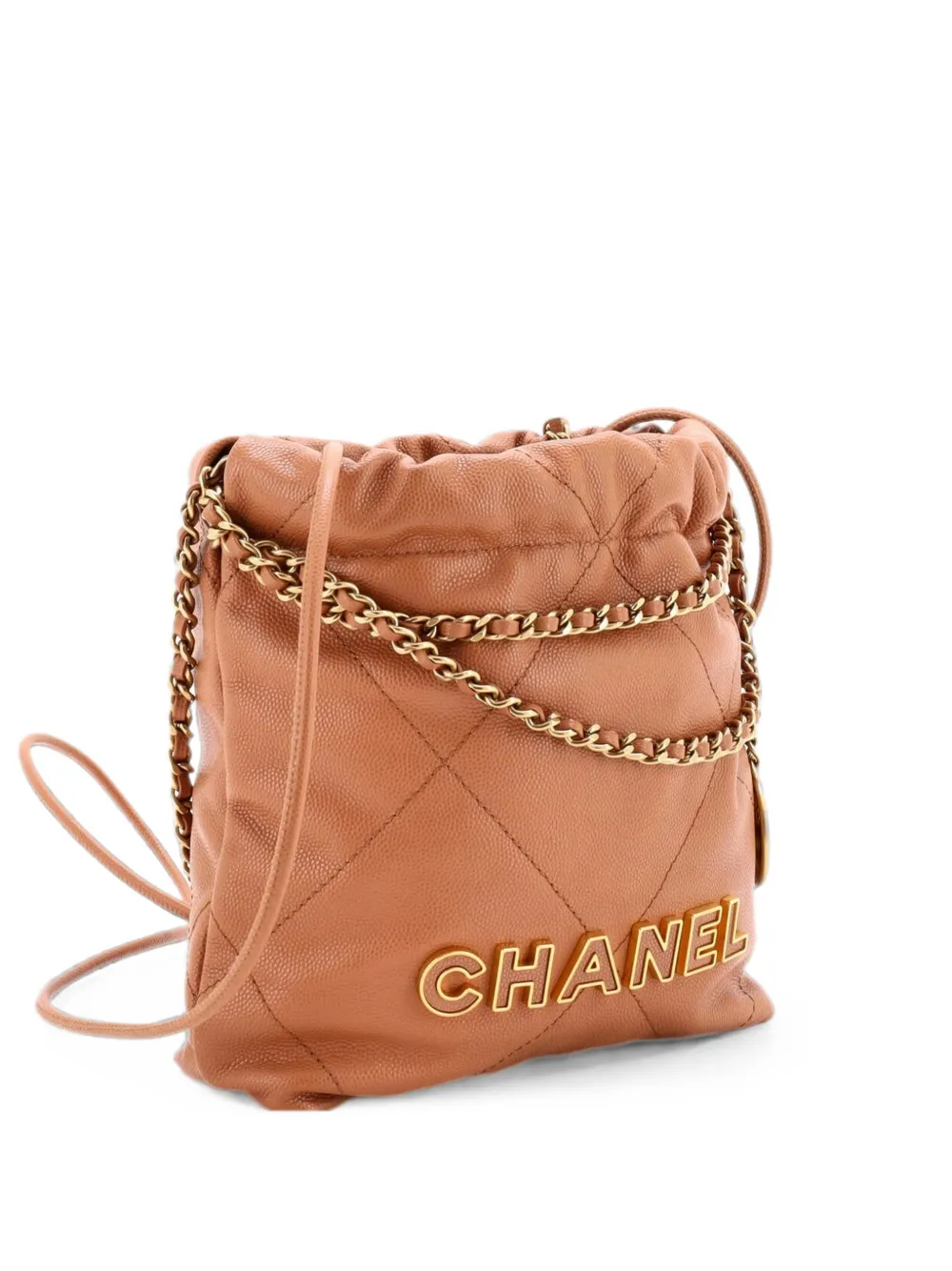 CHANEL Pre-Owned 22 Chain Quilted Caviar Mini hobo bag - Neutrals