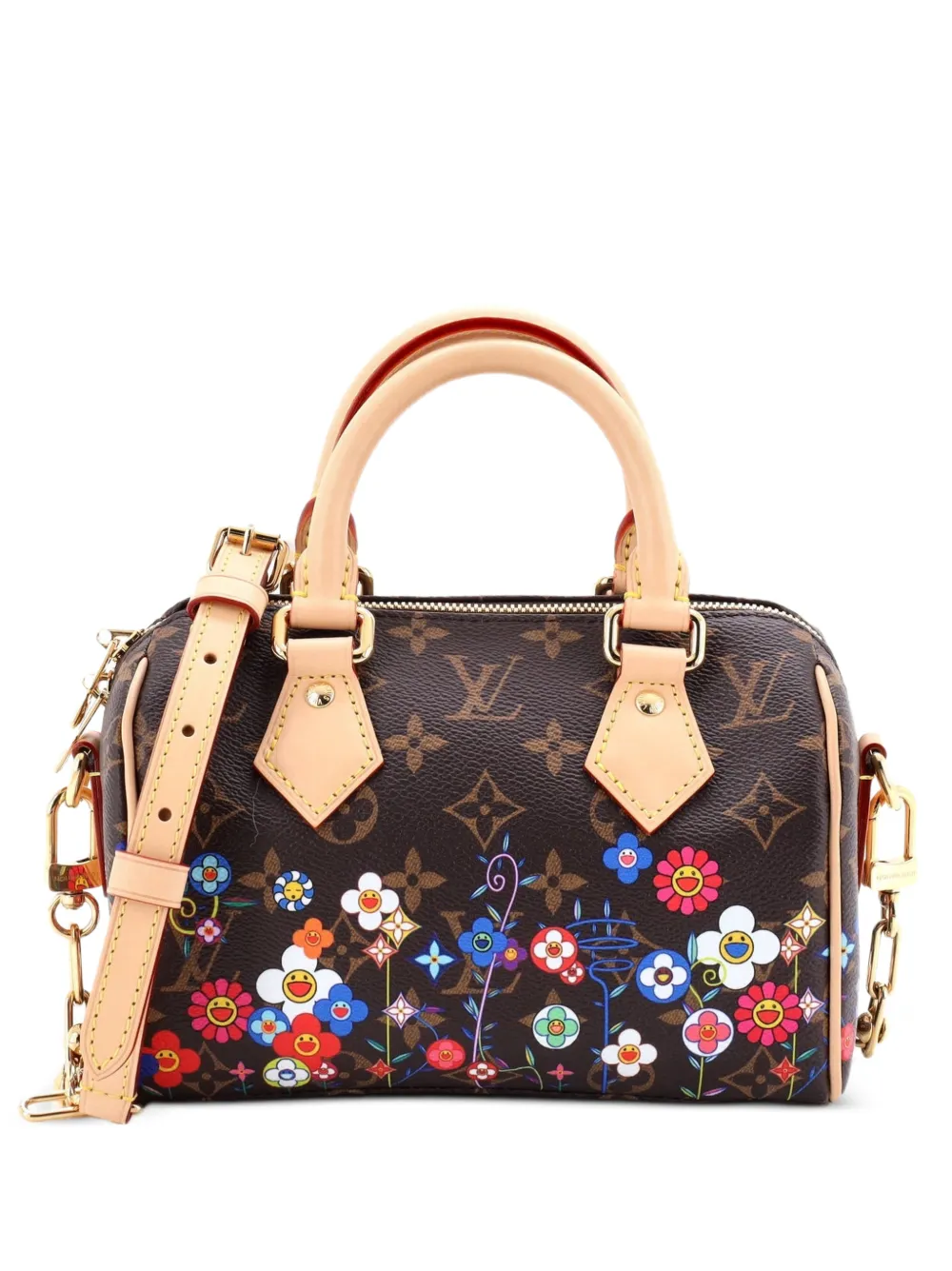 Louis Vuitton Pre-Owned x Takashi Murakami Speedy Bandouliere Bag Flowers Monogram Canvas Umhängetasche 20cm - Braun