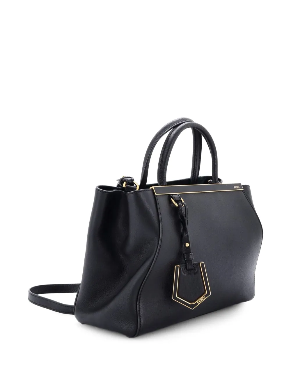 Fendi Pre-owned 2Jours Bag Leather Petite Satchel in Black, view 3