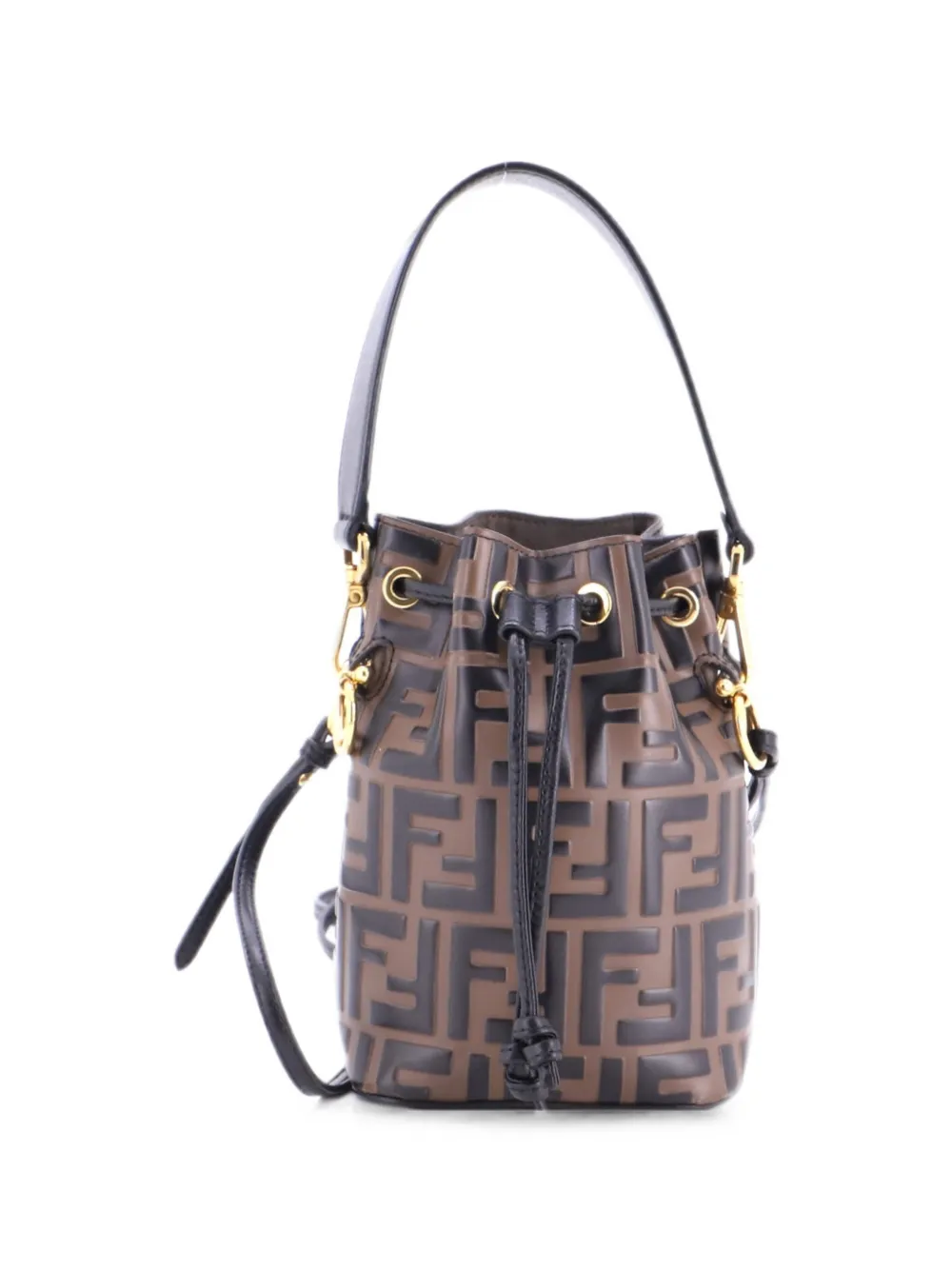 Fendi Pre-Owned Mon Tresor Zucca Embossed Leather Mini bucket bag - Brown