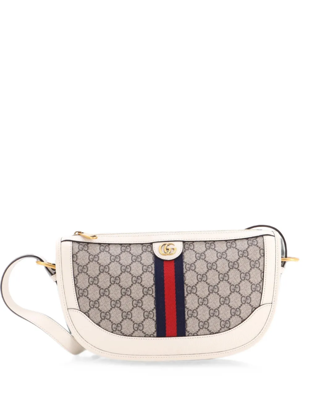 Gucci Pre-Owned Borsa a tracolla Ophidia grande in tela cerata con zip e motivo GG - Bianco