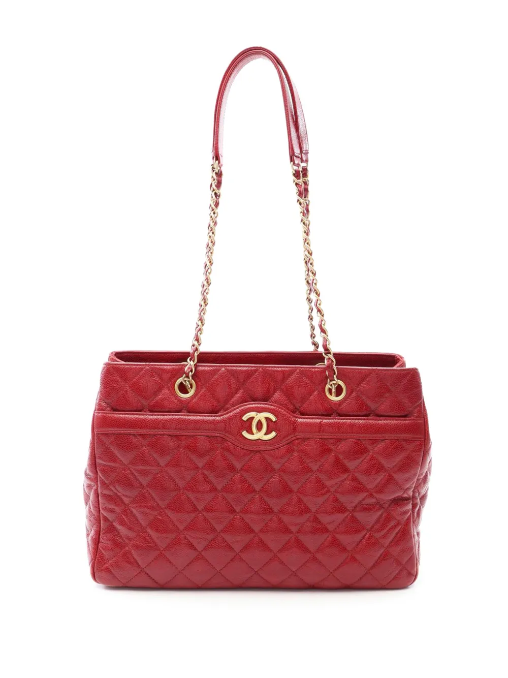 CHANEL Pre-Owned 2015-2016 Quilted Caviar Two Tone tote bag - Red