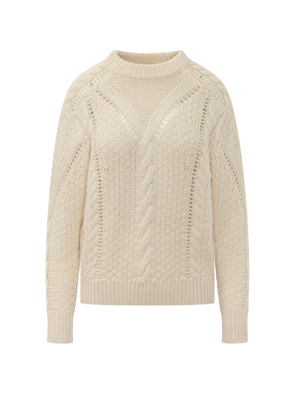 MARANT ÉTOILE cable-knit pointelle-trim sweater - Nude