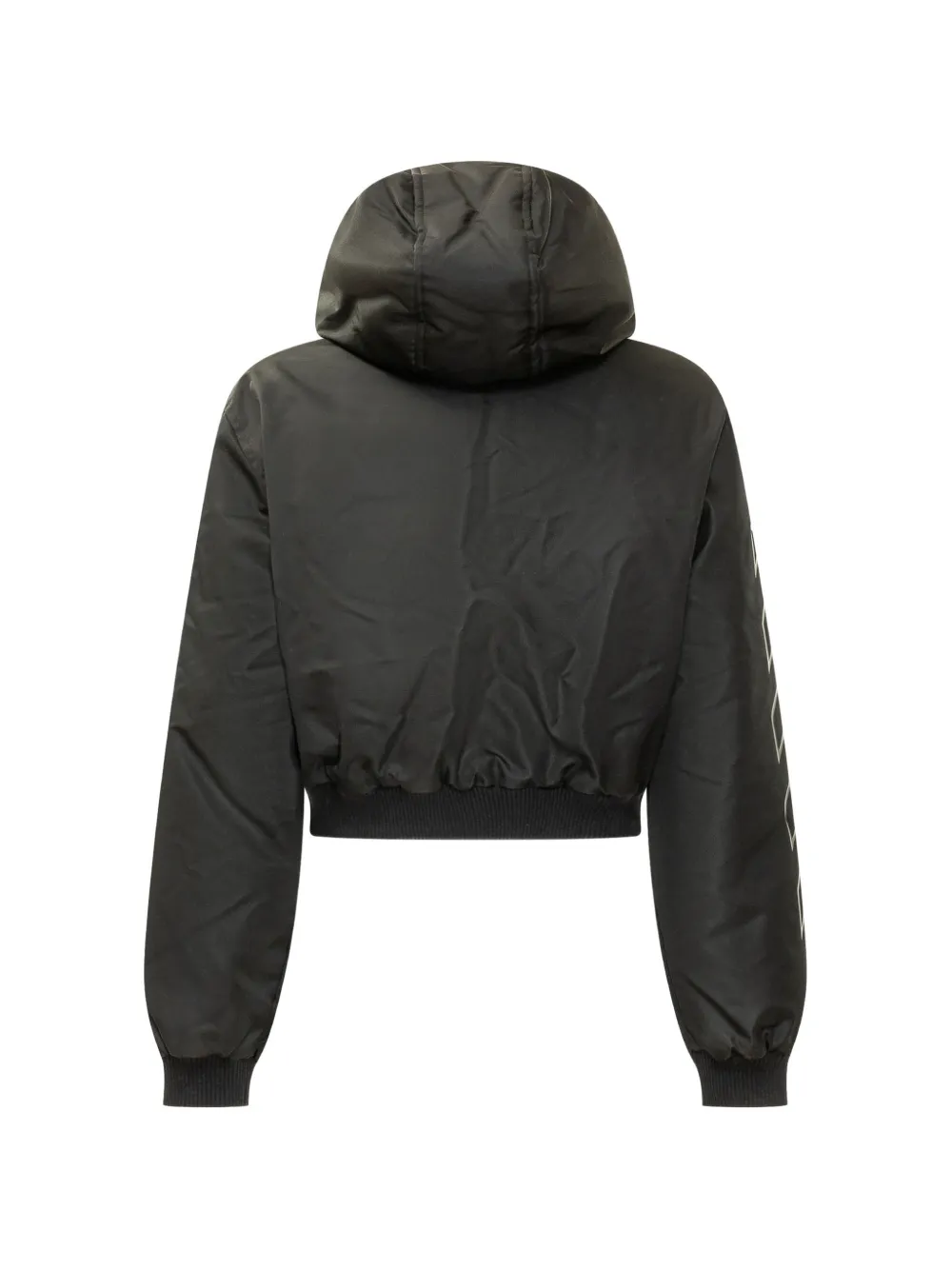 Off-White Kids Cropped bomberjack met capuchon Zwart