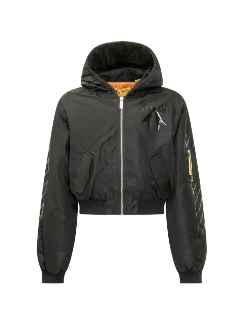 Off-White Kids hooded cropped bomber jacket