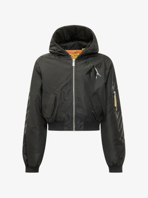 Off-White Kids hooded cropped bomber jacket