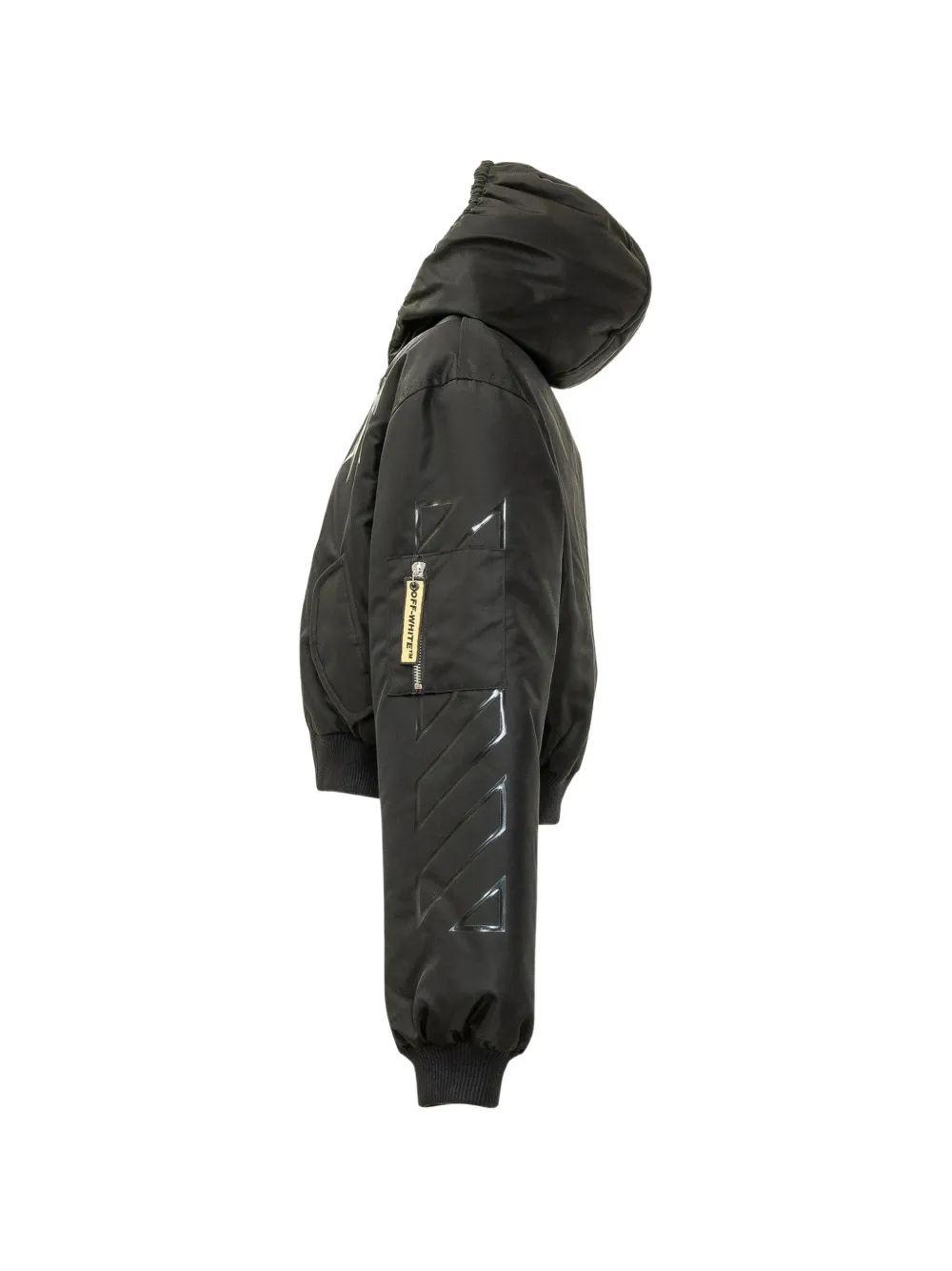 Off-White Kids Cropped bomberjack met capuchon Zwart