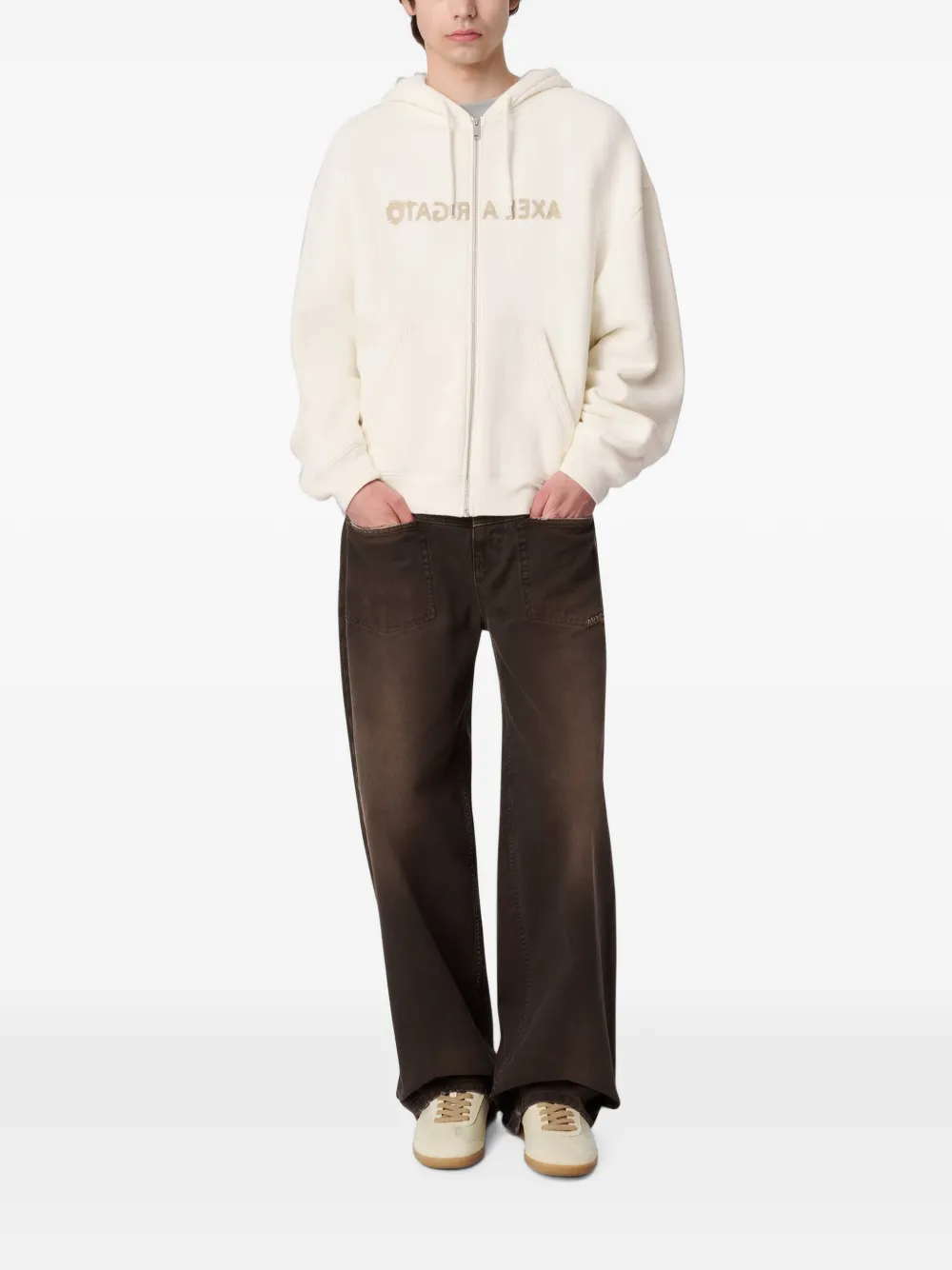 Axel Arigato Rhys hoodie met rits en geborduurd logo Beige