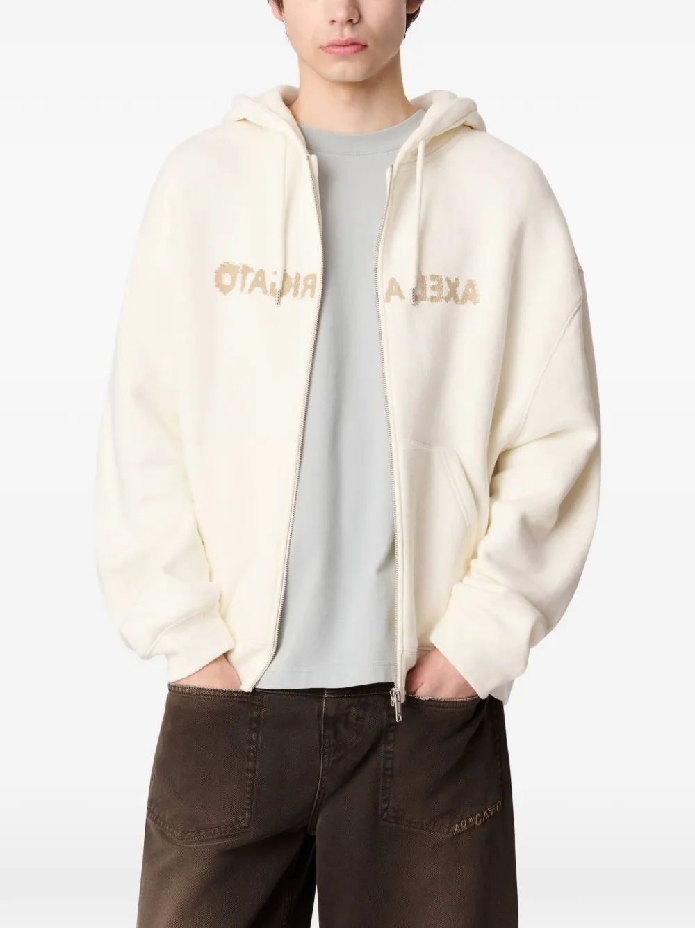 Axel Arigato Rhys hoodie met rits en geborduurd logo Beige