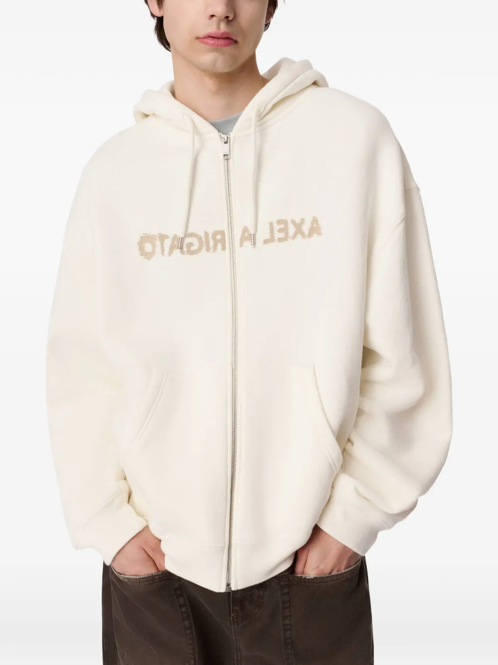 Axel Arigato Rhys hoodie met rits en geborduurd logo Beige