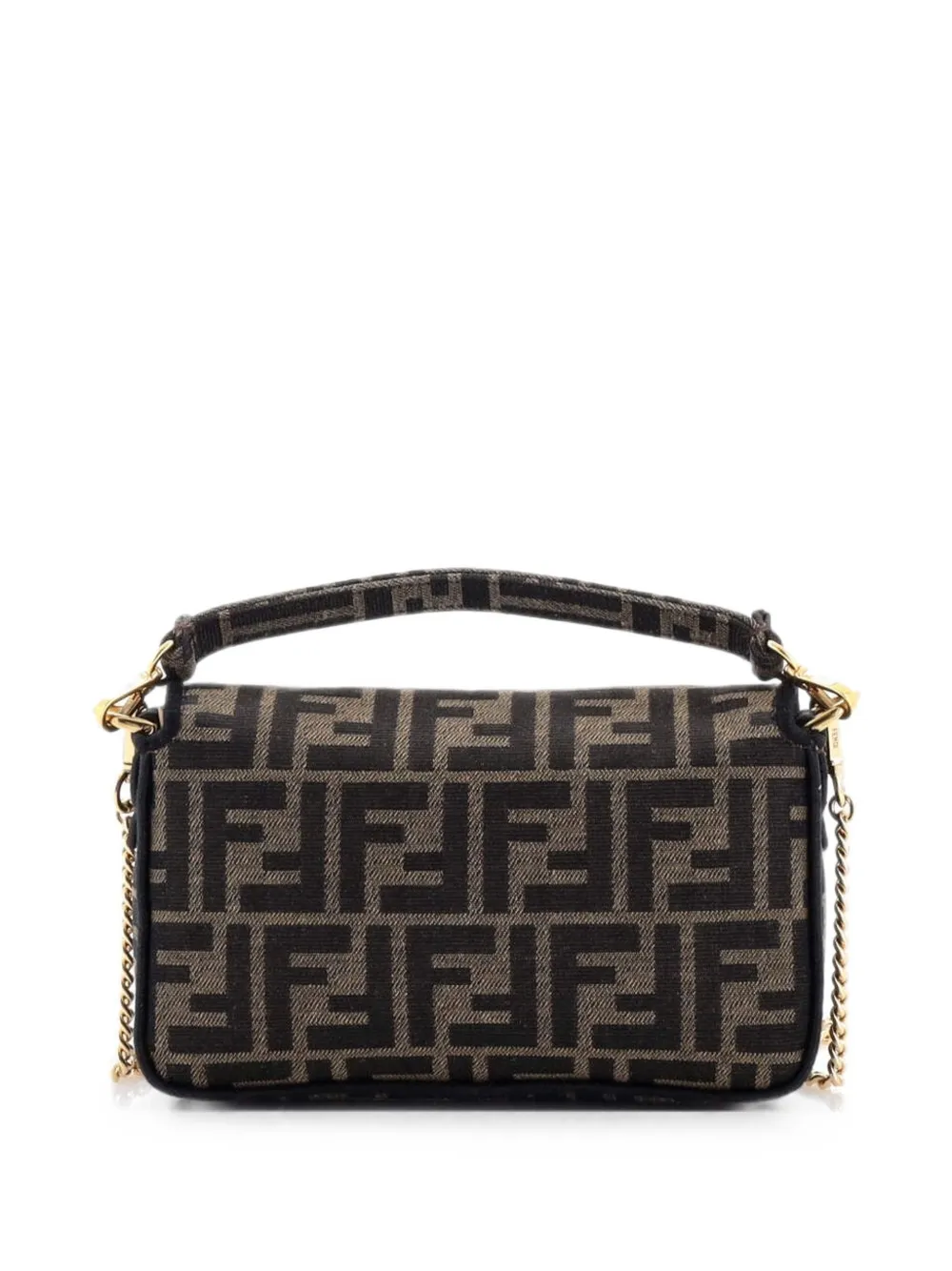 Pre-owned Fendi Baguette Nm Bag Zucca Canvas Mini Crossbody Bag In Brown