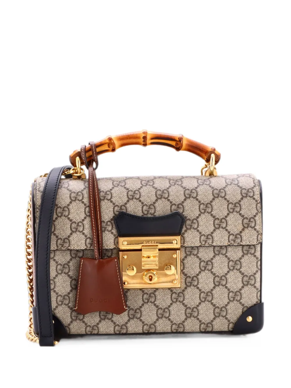 Gucci Pre-Owned Kleine Padlock Bamboo Schultertasche aus beschichtetem GG Canvas - Braun