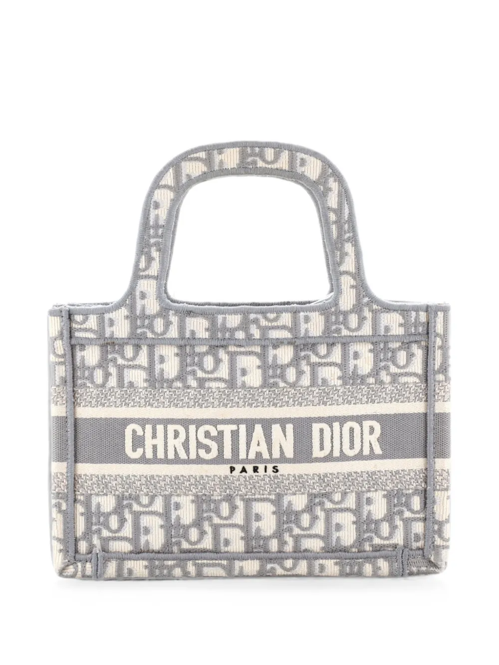 Christian Dior Pre-Owned Borsa tote Book mini in tela con motivo Oblique - Grigio