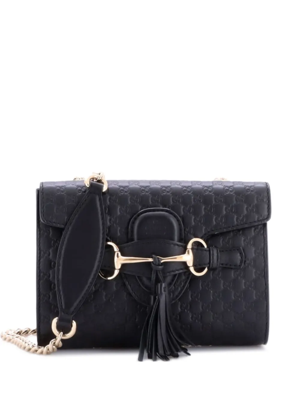 Gucci Pre-Owned Emily Chain Flap Bag Microguccissima Leather Mini shoulder bag - Black