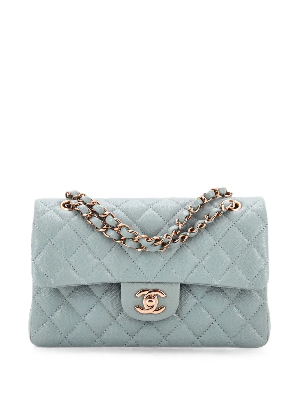 CHANEL Pre-Owned Classic Double Flap Bag Quilted Caviar Small shoulder bag - Green