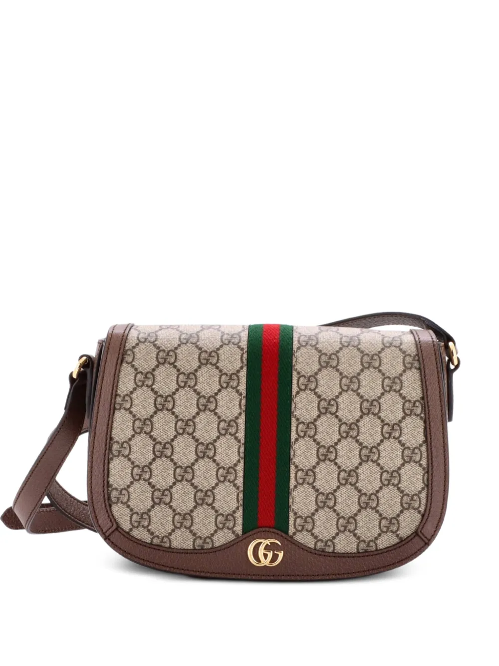 Gucci Pre-Owned Ophidia Saddle Flap GG Coated Canvas Small shoulder bag - Brown