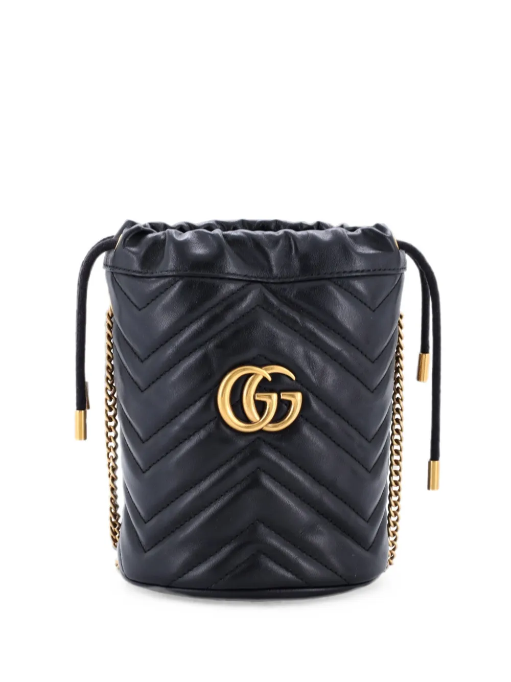 Gucci Pre-Owned Borsa a secchiello GG Marmont mini in pelle matelassé - Nero